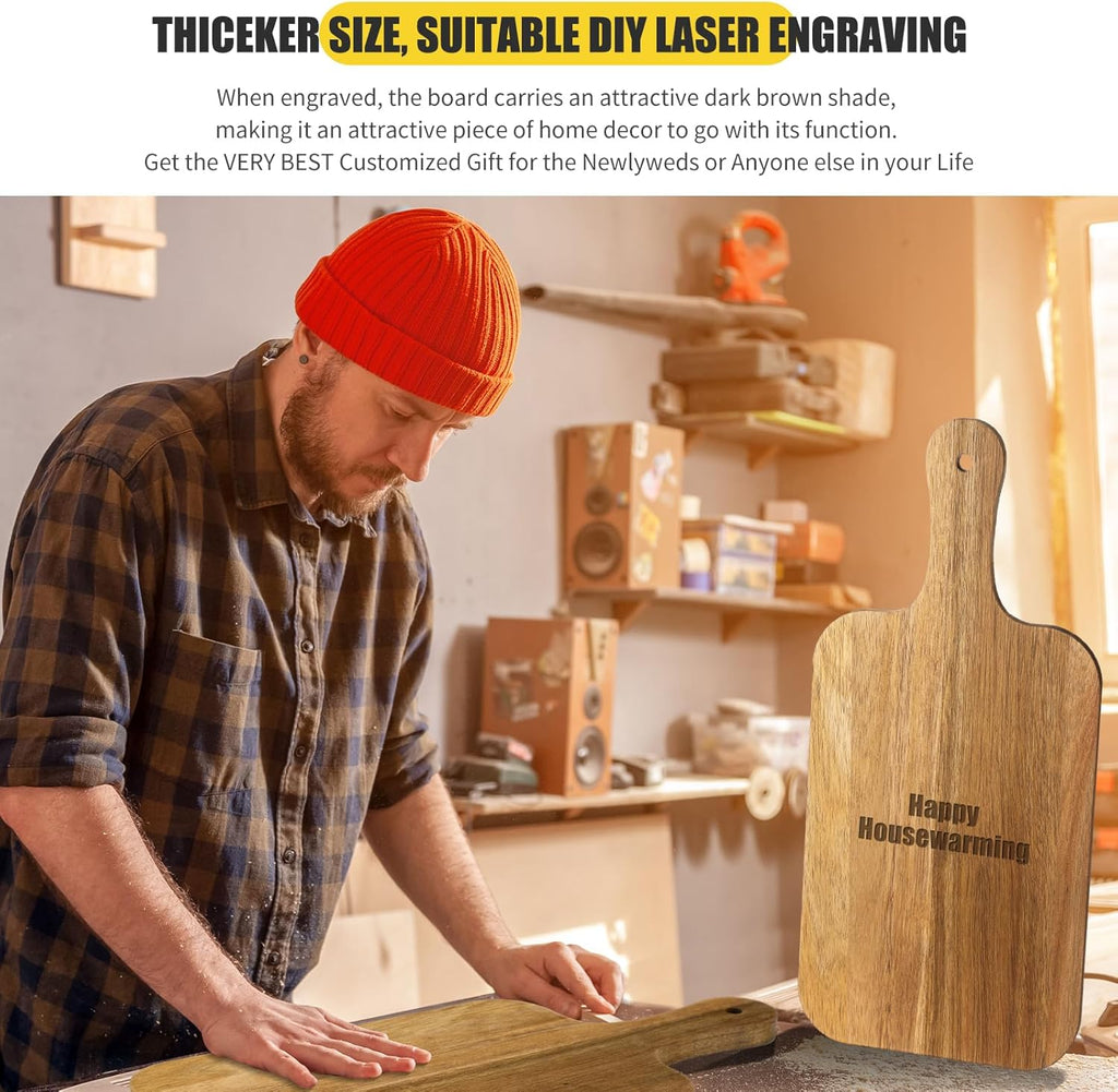 Lounsweer 6 Pcs Thicken Cutting Board Bulk Wood Board for Chopping Serving Charcuterie Material for Laser Engraving Mother' Day Wedding Housewarming Gift