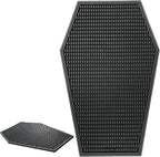 Nomnu Coffin Coffee Bar Mat For Countertop - Goth Kitchen Halloween Decor - Gothic Coffee Bar Accessories 17x11" Inch Non Slip Spill Bar Mat - Spooky Gifts