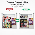 iSPECLE Freezer Organizer Bins 5 Pack- Fit 14.2~16.5 Inch Wide Chest Freezer, 7 Cu.Ft Deep Freezer Organizer Bins, 2 Small Expandable Hanging Baskets and 3 Stackable Bins, Black