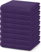 Homaxy 100% Cotton Waffle Weave Kitchen Dish Towels, Ultra Soft Absorbent Quick Drying Cleaning Towel, 13 x 28 Inches, 8-Pack, Eggplant
