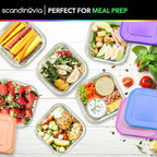 SCANDINOVIA - 25 oz Food Storage Containers with Lids - 24 sets - Dry & Hot Plastic Meal Prep - BPA Free Bento Box - Dishwasher, Microwave and Freezer Safe Stackable Clear Rectangle Bowls