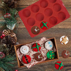 Round Chocolate Cookie Silicone Molds, New Size 12-Cavity Cylinder Chocolate Cover Cookie Silicone Molds for Candy Mini Cakes Jelly Baking (Green Red Blue)