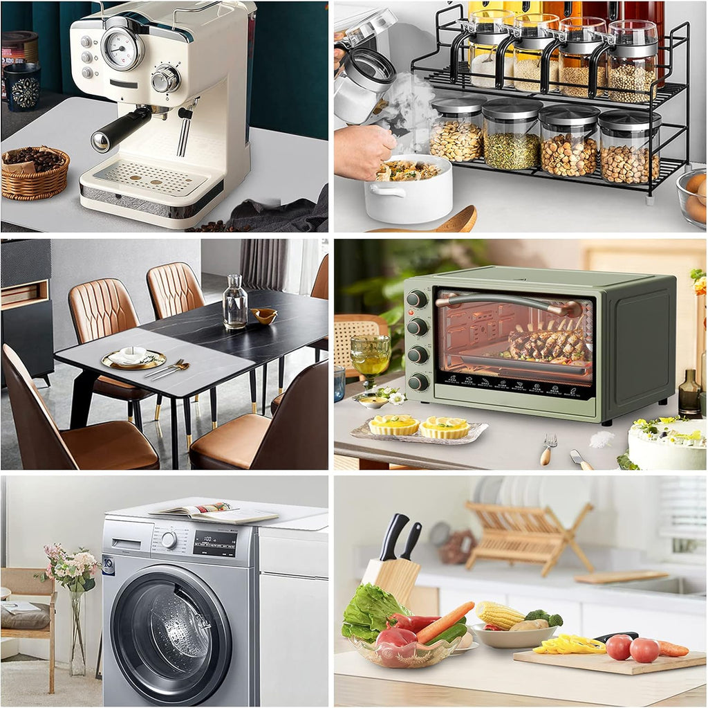 Ewen 35.6x23.5in 2mm Silicone Mats for Kitchen Counter, Thick Heat Resistant Silicone Mat, Extra Large Non-Stick Pastry Mat Glass Top Stove Cover Countertop Protector for Baking Coffee Bar Translucent