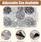 Dish Drying Mat Black and White Chrysanthemum Flower Coffee Bar Mat Absorbent Coffee Mat Rubber Backed Hide Stain Dish Drainer Rack Mat Coffee Maker Coffee Pot Dining Room Decoration 11.8 x 19.7 Inch