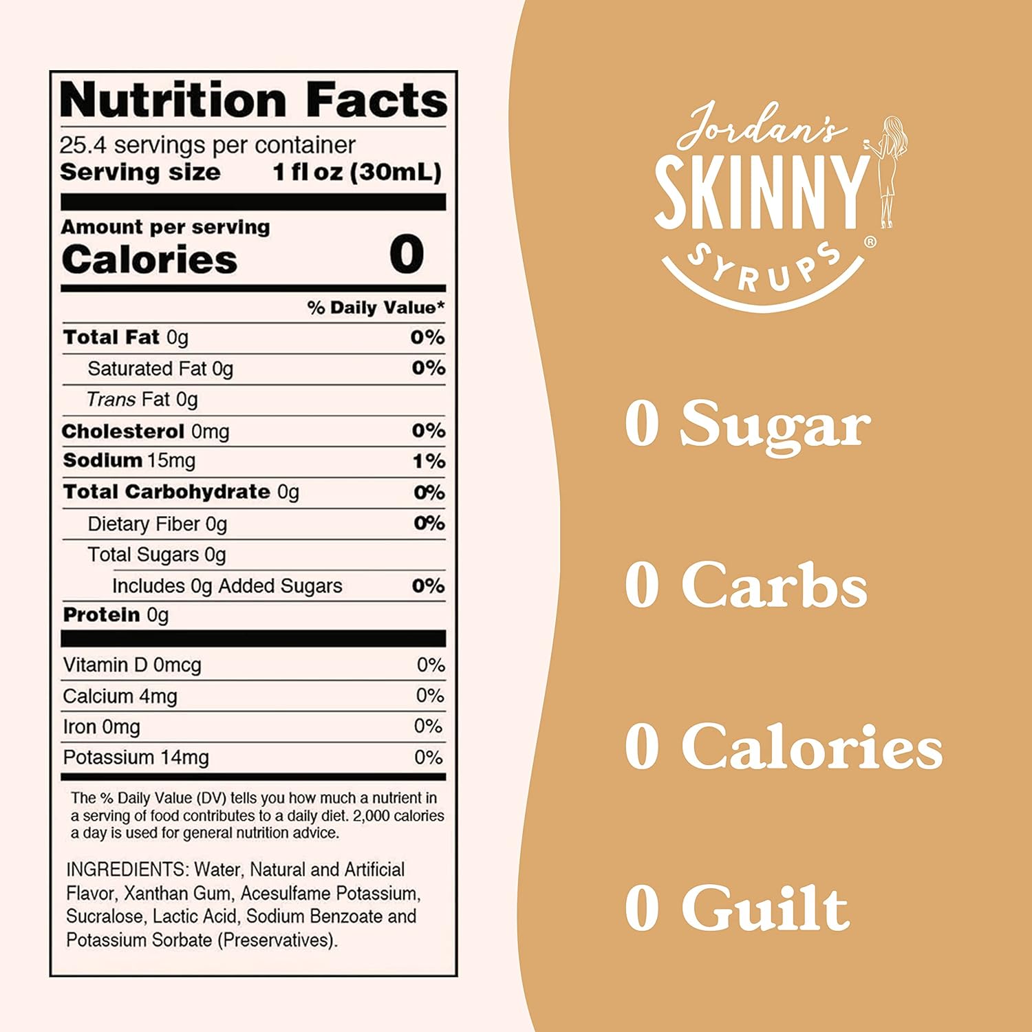 Jordan's Skinny Syrups Sugar Free Coffee Syrup, White Chocolate Flavor Mix, Zero Calorie Flavoring for Lattes, Protein Shake, Cocktail & More, Gluten Free, Keto Friendly, 25.4 Fl Oz (Pack of 2)