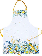 AMOUR INFINI Aprons for Women Adjustable Strap with Waist Ties Apron for Baking, Cooking, Gardening Aprons with Pocket Spring Apron (Wild Meadows- 27.5 x 33 Inches)