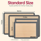 4 Pack Silicone Baking Mat, Non-Stick Silicone Baking Sheet, Food Safe, 480℉ Heat Resistant, 2 Half & 2 Quarter (Grey)