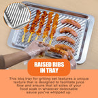 Grilling Prep and Serve Trays Set of 2 Stackable Stainless Steel BBQ Trays Marinating Tray Food Serving Platter for Cooked and Raw Meat BBQ Prep Tub Dishwasher Safe