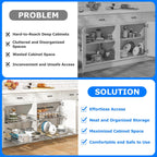 WelFurGeer 2-Tier Kitchen Cabinet Pullout Shelf and Drawer Organizer, Soft Close Pantry Pull Out Shelves, Heavy Duty Pull Out Cabinet Organizer with Shelf Liner for Kitchen Cabinets, Pantry Storage