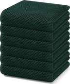 Homaxy 100% Cotton Waffle Weave Kitchen Dish Towels, Ultra Soft Absorbent Quick Drying Cleaning Towel, 13 x 28 Inches, 6-Pack, Blackish Green