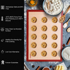 Silicone Baking Mats Set of 6, Food Grade Non-stick Reusable Baking Mat, Silicone Baking Slip Mat Oven Liner Sheet, Round & Square Cake Pan Mat, Pastry Board Rolling Dough Mats for Macaron Cookie