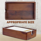 Acacia Guest Towel Napkin Holder 10x6", Paper Hand Towels Tray Holds Paper & Cloth Linen Napkin on Table, Kitchen Counter, Bathroom - Durable, Natural, Dark Stained Organizer for Party, Wedding, Event