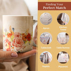 Maison d' Hermine Coffee Mug with Handles Fine Bone China Mugs Pack of One Tea Cups for Hot Beverages Cappuccino Latte Home Restaurant Office Perfect for Gift (Ibiza - Beige - Rose, 12 Ounce)