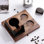 Espresso Tamper Station 58mm Wooden Espresso Tamper Holder Base Coffee Tamper Stand with 2 Coffee Puck Screen Accessories Organizer Box for 58mm Tamper and Distributor