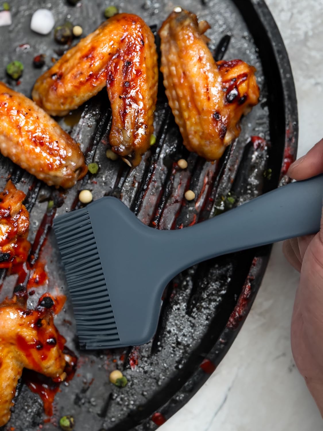 2 Pcs Of Large Silicone Basting Brushes One-Piece Design Pastry Brush Spread Oil Butter Sauce Marinade For Grill BBQ Baking Heat Resistant Kitchen Cooking Dishwasher Safe (Red And Gray)