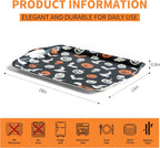 Oasis Choice 2-Pack Halloween Bamboo Fiber Serving Trays - 18x13 Inch Large Platters w/Handles for Horror Party, Birthday,BBQ, Buffet - Pumpkin, Bat & Skeleton Decor (Spooky Black, 18inch)