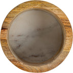 Creative Co-Op Mango Wood and Marble Bottle Holder