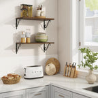 RICHFOCUS 12 Inch Deep Floating Shelves for Wall, 24" W x 12" D Wood Wall Shelves Set of 2, Wide Floating Shelves for Living Room, Bedroom, Kitchen, Bathroom and Decor Storage, Walnut