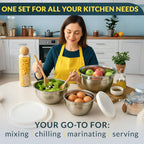 Baker's Signature Stainless Steel Mixing Bowls With Lid, Metal Mixing Bowl Set Of 3, Nesting Set For Food Prep, Baking,Storage, Cooking, Serving | Dishwasher Safe, Silver, 1.5/3/5 Qt