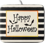 Happy Halloween Bats Dish Drying Mat for Kitchen Counter,Black and White Stripe Drying Mat 16 x 18 Inch with High Absorbent Microfiber Dish Drying Pad Dish Rack Pad Drainer Mat for Coffee Bar