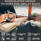 Mora Ceramic Mini Espresso Cups Set of 4, 3oz - Tiny Italian Inspired Mugs With Saucers For Small Shots of Coffee - Modern Boho Style For Any Kitchen or Cafe. Microwave Safe Porcelain - Asstd Neutrals