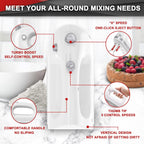 Lord Eagle Hand Mixer Electric 400W, 5 Speed handheld Mixer, 5 Stainless Steel Accessories for Baking Cake Egg Cream Food Beater, Turbo Boost/Self-Control Speed + Eject Button