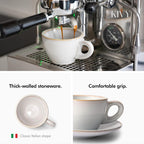 KIVY Cappuccino cups set [4x 8oz] - Thick-walled stoneware cappuccino cup set for latte art - Cappuccino coffee cups - Tazas de cafe - Latte cups - Ceramic latte art cup and saucer set of 4 - Grey