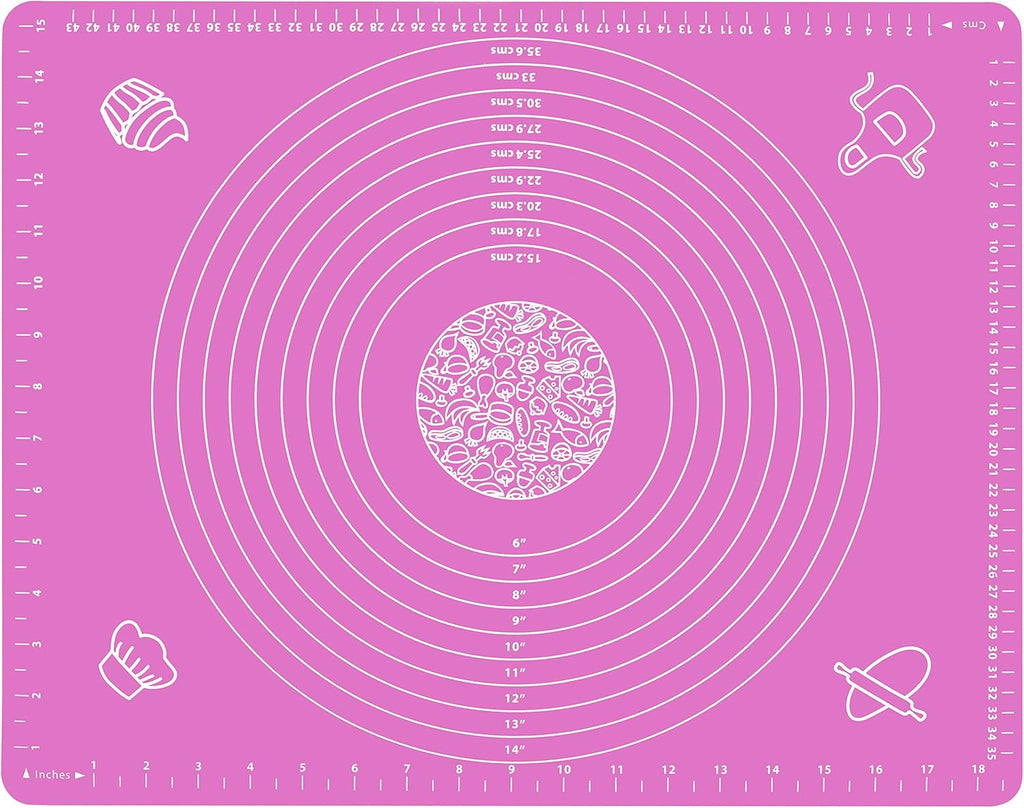 Silicone Baking Mat for Pastry Rolling Dough with Measurements, 19.7" x 15.7" BPA Free Non stick and Non Slip Pink Table Sheet Baking Supplies for Bake Pizza Cake