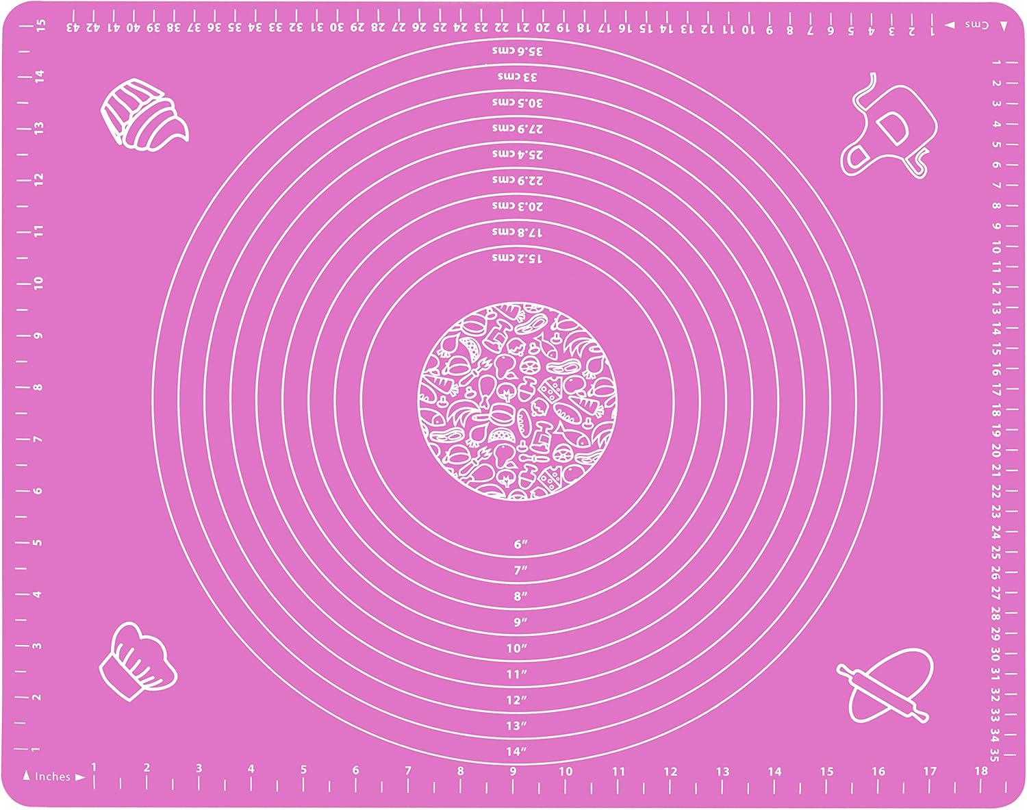 Silicone Baking Mat for Pastry Rolling Dough with Measurements, 19.7" x 15.7" BPA Free Non stick and Non Slip Pink Table Sheet Baking Supplies for Bake Pizza Cake