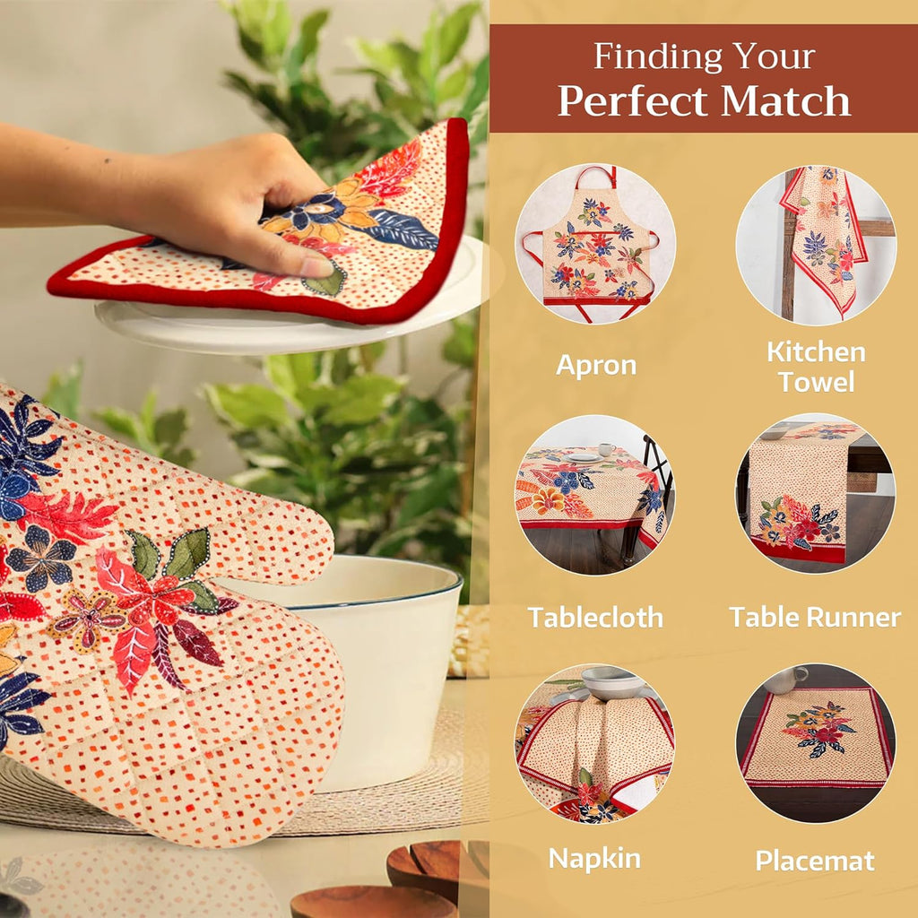 Maison d' Hermine Pot Holders 100% Cotton Heat Resistant Potholders 8" x 8" Hot Pads with Loop BBQ, Cooking, Baking, Grilling, Kitchen, Handling Hot Pans (Pack of 1, Kalahari)