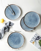 UNICASA Ceramic Large Dinner Plates - 11 Inch Dessert, Salad Plate Set of 4 for Steak, Pasta, Dinnerware Sets, Scratch Resistant - Porcelain Serving Dishes, Dishwasher & Microwave Safe (Blue)