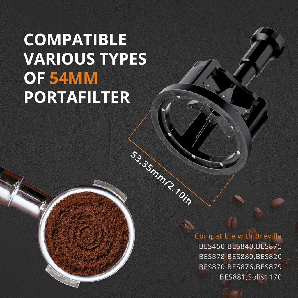 WDT Tool Espresso 53mm, 9 Needle Espresso Stirrer Distribution Tool for Barista, Adjustable Depth Espresso Needle Distributor with Magnetic Base (53mm)