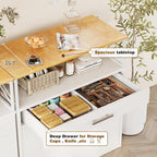 Vongrasig Sideboard Buffet Cabinet with Storage, 32” Modern Kitchen Storage Cabinet with Open Storage, Adjustable Shelf, Wood Farmhouse Coffee Bar Buffet Table for Kitchen, Dining Room, White