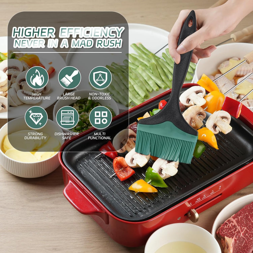 Large Silicone Basting Pastry Brush - 3.95inch Extra Wide Silicone Sauce Brush for Grilling,Heat Resistant Brushes Spread Oil Butter Sauce for Cooking Baking BBQ,Dishwasher Safe（Green 1）