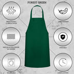 GREEN LIFESTYLE 12 Pack Professional Chef Apron – Grilling Aprons for Men, Waterproof Cooking Aprons for BBQ, Work or Restaurant Use, Kitchen Aprons for Women – Green, No Pockets