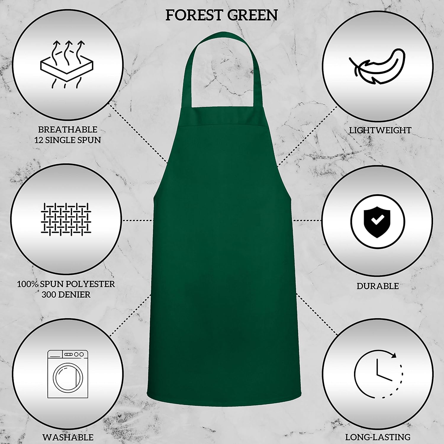 GREEN LIFESTYLE 12 Pack Professional Chef Apron – Grilling Aprons for Men, Waterproof Cooking Aprons for BBQ, Work or Restaurant Use, Kitchen Aprons for Women – Green, No Pockets