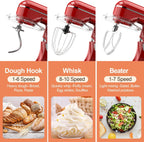 3-IN-1 Electric Stand Mixer, 6.5QT Bowl 660W 10-Speed Kitchen Mixer, Household Food Mixers include Dough Hook, Beater and Whisk, Bread Cake Mixer for Baking and Most Home Cooks, Red