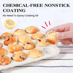 2 Pcs Silicone Mini Muffin Pan With Metal Frame, 24 Cups Nonstick Cupcake Tray for Baking, Small Muffin Molds with Handles (Cream)