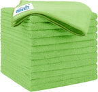 HOMEXCEL Green Microfiber Cleaning Cloth 12 Pack, 12.5 x 12.5 inch Microfiber Towels for Cars, Ultra Absorbent Car Washing Cloth, Lint Free Streak Free Cleaning Rags for Car, Kitchen, and Window