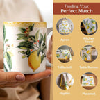 Maison d' Hermine Coffee Mug with Handles Fine Bone China Mugs Pack of One Tea Cups for Hot Beverages Cappuccino Latte Home Restaurant Office Perfect for Gift (Limoncello - Combava, 15 Ounce)