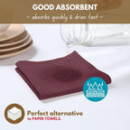Native Fab 6 Pack Cotton Waffle Dish Cloths - 12x12 inch, Soft, Absorbent & Quick Drying Towels for Cleaning, Cooking & Baking - Great for Home, Restaurants, Cafes & Bars - Burgundy Wine