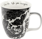 Karma Gifts 16 oz Black and White Boho Mug Mermaid - Cute Coffee and Tea Mug - Ceramic Coffee Mugs for Women and Men