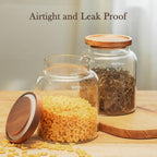 Labina Glass Storage Container Airtight Food Jars Kitchen Canister with Wood Lids, 60 Oz Wide Mouth Pantry Organization Glass Jar for Flour, Sugar, Cookie, Spagetti, Nuts and Candy