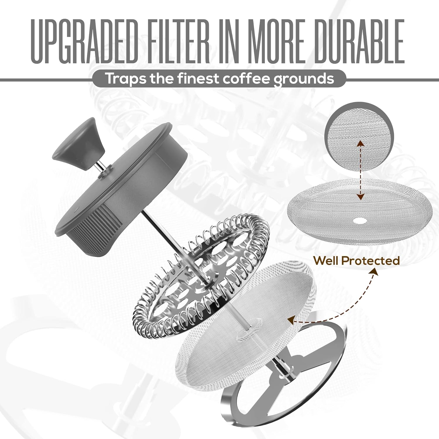 Utopia Kitchen 12 Ounce 0.35 Liter French Press Coffee Maker, Tea Maker, Travel Coffee Presses, Heat Resistant Thickened Borosilicate Coffee Pot for Camping Travel Gifts, Grey Pack of 1