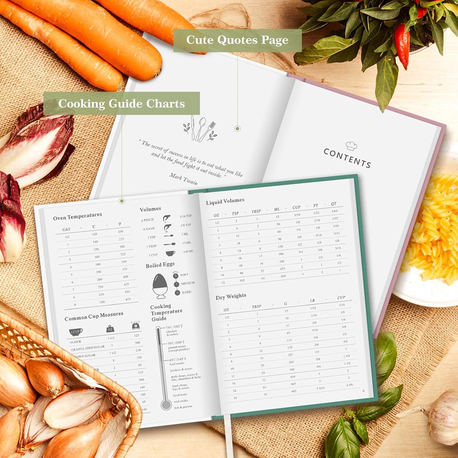 Lanpn Blank Recipe Book Cookbook for 70 Recipes, A5 Waterproof Empty Recipe Notebook to Organize Your Family Recipes, Leather Cooking Journal with Stickers to Write in Your Own Recipes, Green