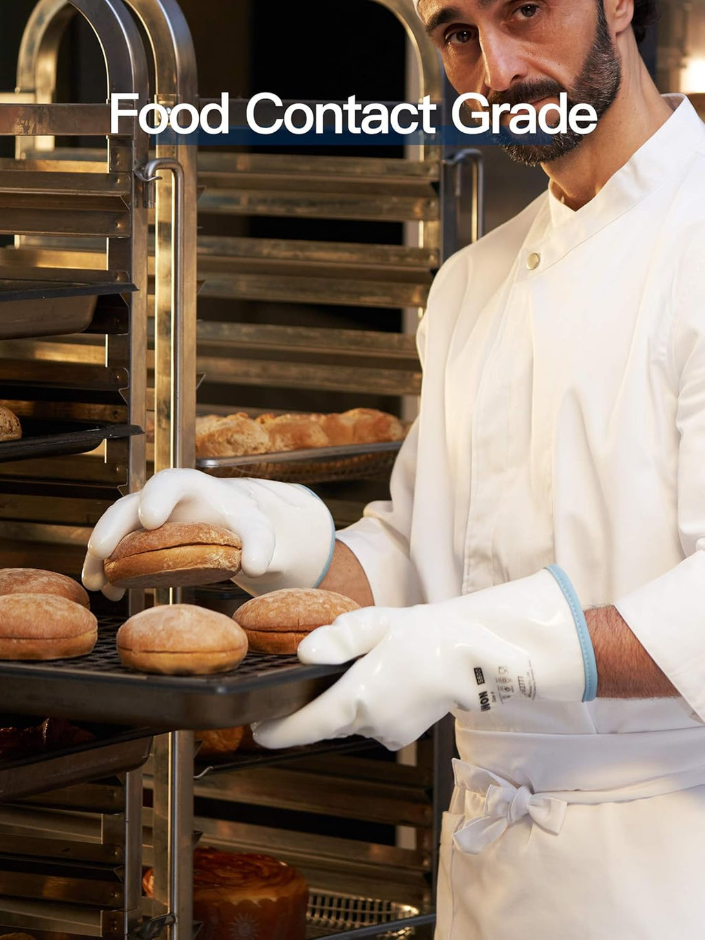 LANON Protection wahoo Liquid Silicone Smoker Oven Gloves, Food-Contact Grade, Heat Resistant Gloves for Cooking, Grilling, Baking, White, XXL/11