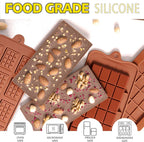 Anaeat Silicone Break Apart Chocolate Molds, Set of 4 Flexible Non-Stick Silicone Candy Protein and Energy Bar Molds for Mini Rectangle Chocolates and Candies - Just Pop Out