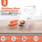 2 Pack Small Baking Cooling Racks, Homikit 9.7 * 7.5 Inch Stainless Steel Wire Rack for Cooking Roasting Grilling, Fit for Toaster Oven Pan, Non-toxic & Heavy-Duty