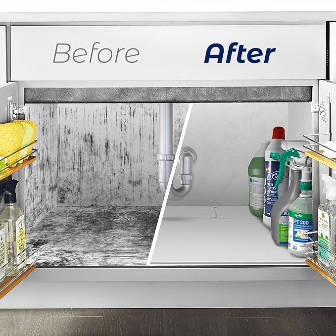 The Original Under Sink Mat - Silicone Waterproof mat, Trimmable, Easy to Clean, Kitchen cabinet liner, Undersink waterproof mat, Disinfection Surface - 34" x 22" or smaller