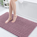 Arotive Luxury Chenille Bathroom Rug Mat, Extra Soft Thick Absorbent Shaggy Bath Rugs, Non-Slip Machine Wash Dry, Plush Bath Mats for Bathroom, Shower and Tub, 47x24, Deep Plum